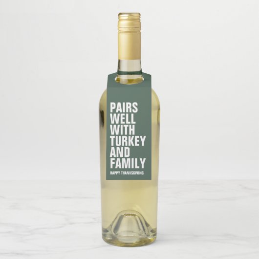 Étiquettes Pour Bouteilles Thanksgiving drôle vin vert (Sur bouteille)