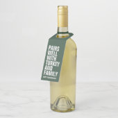 Étiquettes Pour Bouteilles Thanksgiving drôle vin vert (Incliné)