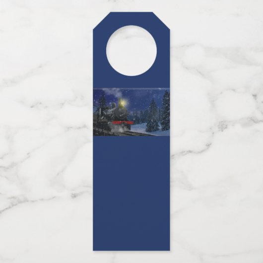 Étiquettes Pour Bouteilles Train de Noël dans la neige (Dos)