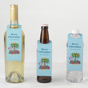 Étiquettes Pour Bouteilles Tropical Christmas Holiday Palm Tree