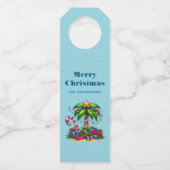 Étiquettes Pour Bouteilles Tropical Christmas Holiday Palm Tree (Devant)
