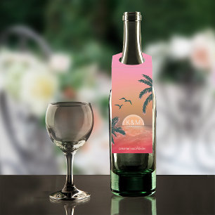 Étiquettes Pour Bouteilles Tropical Isle Sunrise Mariage Pink ID581