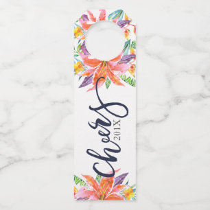 Étiquettes Pour Bouteilles Typographie de Noël de Cheers Fleurs tropicales