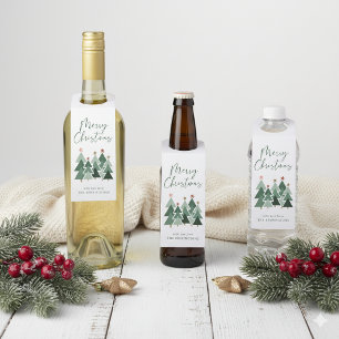 Étiquettes Pour Bouteilles Typographie des Arbres de Noël Rustiques Modernes