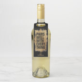 Étiquettes Pour Bouteilles VA BIEN AVEC TOUT Feuille d'Or sur Fond Noir (Sur bouteille)