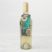 Étiquettes Pour Bouteilles Veille bijoux Steampunk sur un Arrière - plan vert (Sur bouteille)