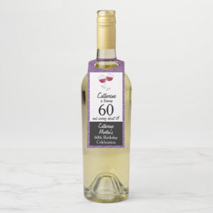 Étiquettes Pour Bouteilles Verres de vin rouge   Fête des 60 ans