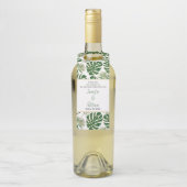 Étiquettes Pour Bouteilles Vert tropical feuille mariage pois (Sur bouteille)