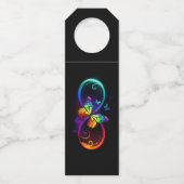 Étiquettes Pour Bouteilles Vibrant infinity with rainbow butterfly on black (Devant)
