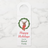 Étiquettes Pour Bouteilles Vin de guirlande de Noël de renne (Devant)