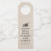 Étiquettes Pour Bouteilles Vin drôle de Thanksgiving (Devant)