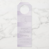 Étiquettes Pour Bouteilles Vin mariage | Monogramme Lilac Shimmer Stripes (Devant)