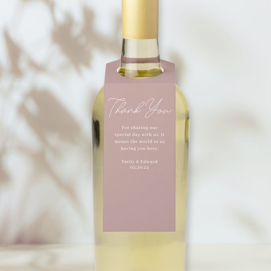 Étiquettes Pour Bouteilles Vin Mariage Rose Dusty moderne