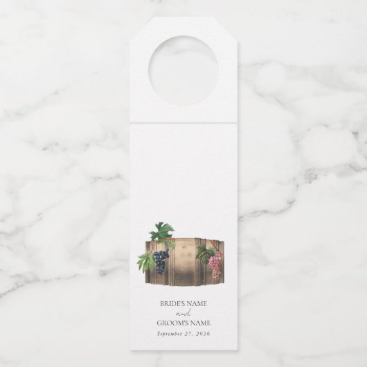 Étiquettes Pour Bouteilles Vin rustique Barrel Vignoble Mariage (Dos)