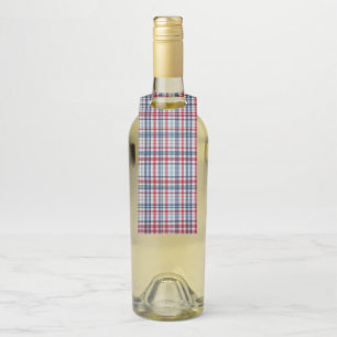 Étiquettes Pour Bouteilles Vintage, plaid rouge bleu motif