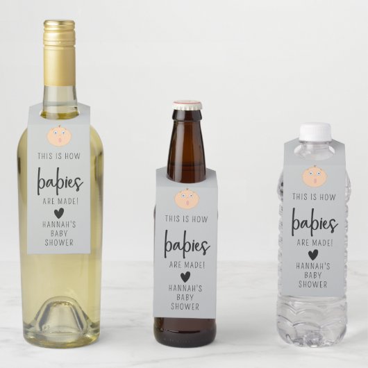 Étiquettes Pour Bouteilles Voici comment les bébés sont faits Bottle Hanger T (En situation)