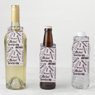 Étiquettes Pour Bouteilles Votre monogramme de motif de nom ombre de couleur 