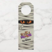 Étiquettes Pour Bouteilles Yeux de Momie Halloween Orange ID685 (Devant)