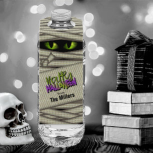 Étiquettes Pour Bouteilles Yeux de Momie Halloween Vert ID685