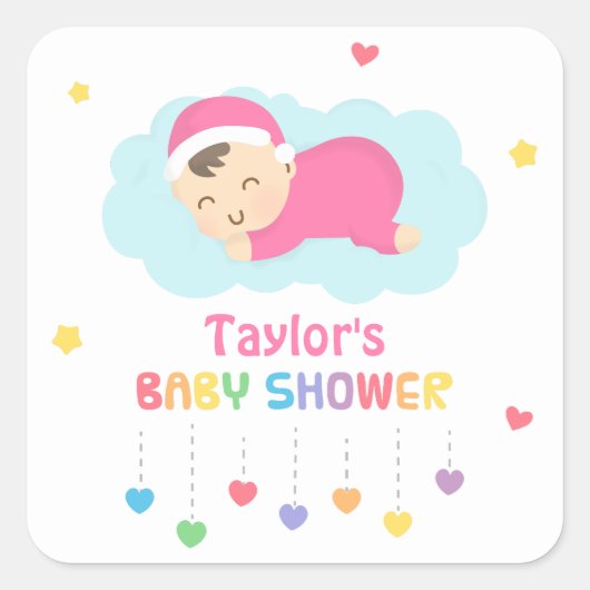 Étiquettes pour fête de douche de bébé fille migno (Devant)