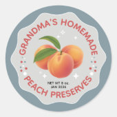 Étiquettes pour pot de confiture de pêche maison (Devant)