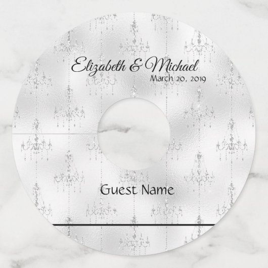 Étiquettes pour Verres à Vin Mariage Lustre (Devant)