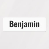 Étiquettes Prénom - Basic Sans Serif Type Noir (Design 1)