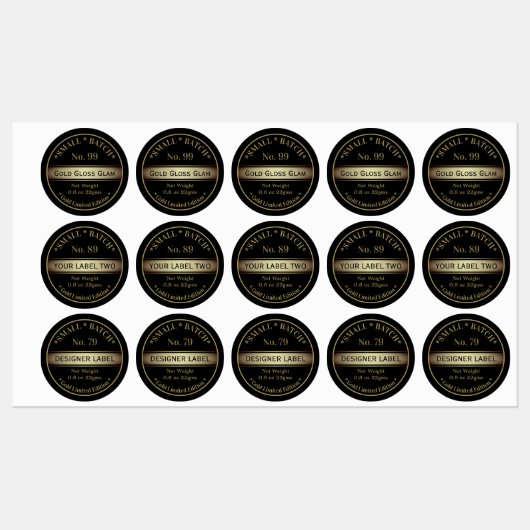 Étiquettes Produit de beauté Black Gold (Feuille)