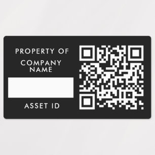 Étiquettes Propriété de l'entreprise Noir QR Code ID d'actif