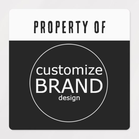 Étiquettes Propriété Noir et Blanc de l'entreprise Logo d'ent (Design 1)