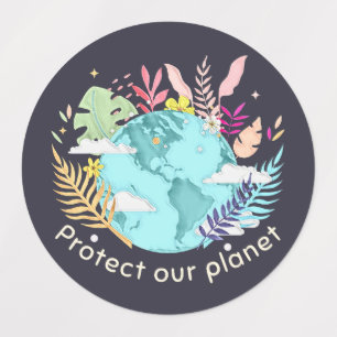 Étiquettes Protect Our Planet - Earth Day (Sketchy texture)