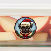 Étiquettes Pug Vitrail de Noël (Apposé)