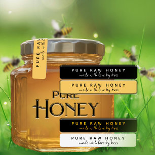 ÉTIQUETTES PURE HONNEY RAW FAIT AVEC AMOUR PAR BEES MINI ÉTIQ