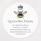 Étiquettes Queen Bee & Crown White (Design 2)