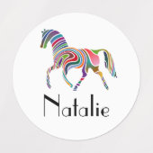 Étiquettes Rainbow horse - votre nom (Design 1)