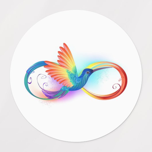 Étiquettes Rainbow Hummingbird with Infinity symbol (Design 1)
