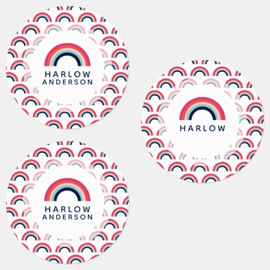 Étiquettes Rainbow Nom personnalisé École moderne (Groupe)