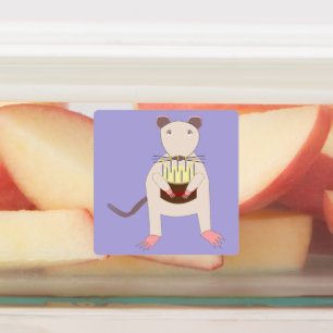 Étiquettes Rat de Siamese avec gâteau d'anniversaire