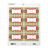Étiquettes rayés de Noël (Feuille entière)