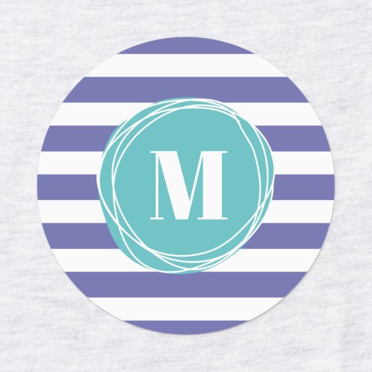 Étiquettes Rayures Monogrammes modernes (Design 1)