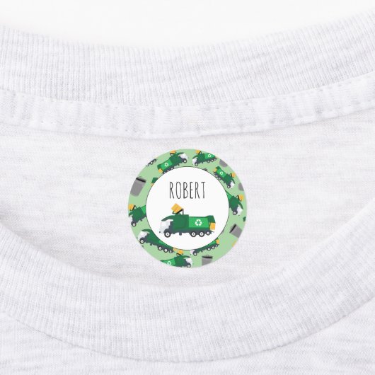 Étiquettes Recyclage de déchets Camion Motif Garçons Nom de l (Apposé)