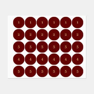 Étiquettes Red and yellow numbered