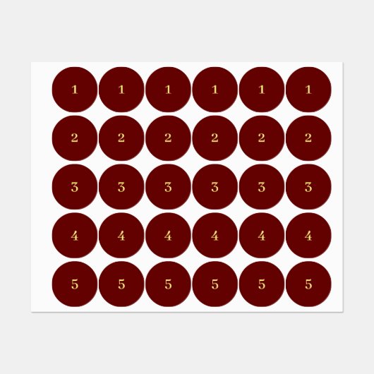 Étiquettes Red and yellow numbered (Feuille)