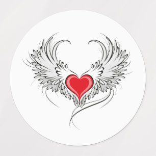 Étiquettes Red Angel Coeur avec ailes