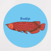 Étiquettes Red Arowana fish cartoon (Design 1)