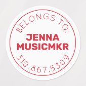 Étiquettes Red Black White Circle Adhesive / Waterproof Label (Design 2)