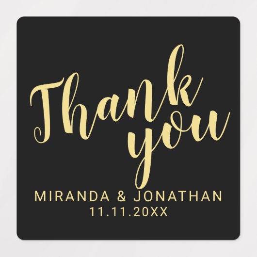 Étiquettes Remerciement de mariage moderne écriture Black & G (Design 1)