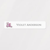 Étiquettes Retour à l'école filles patinage sur glace Nom des (Design 1)