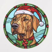 Étiquettes Rhodésien Ridgeback Vitrail Noël (Design 1)