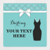 Étiquettes Robe noire Perles de la Bow turquoise (Design 1)